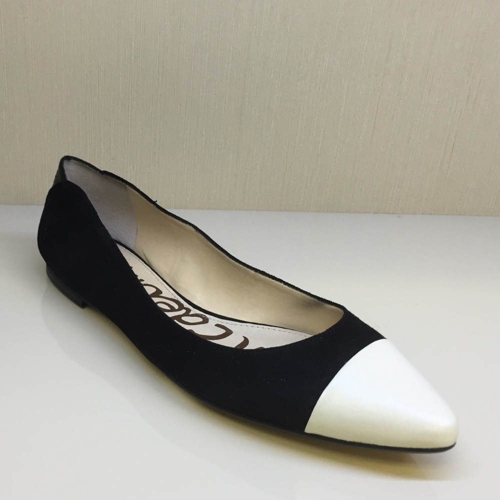 Black and Cream Pointed Toe Women's Flat - Classic Two-Tone Ballet Shoe